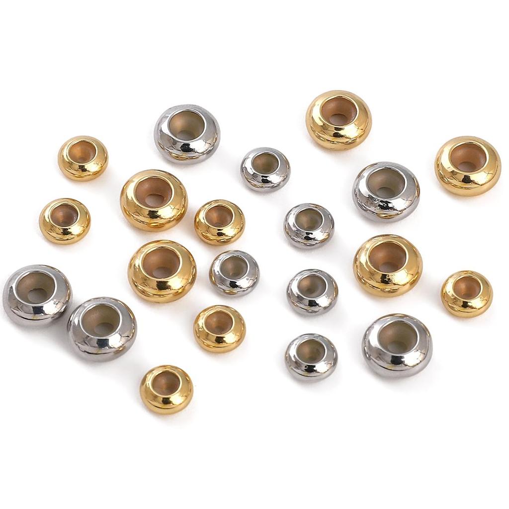 2Pcs Copper Flat Round Silicone Beads For DIY Jewelry Making Craft Accessories