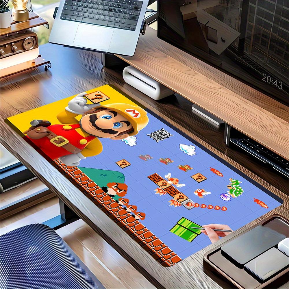 1pc Large Gaming Mouse Pad, UV Reactive Non-Slip Desk Mat, Washable PolyesterMario, Builder, PixelComputer Pad with Vibrant Game Machine Pri