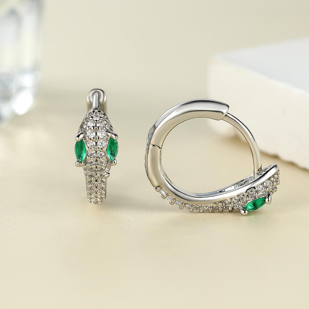 Модные и креативные сережки в форме змеи с зеленым цирконием, пряжки для ушей для мужчин и женщин, новые ювелирные изделия с пряжкой для ушей