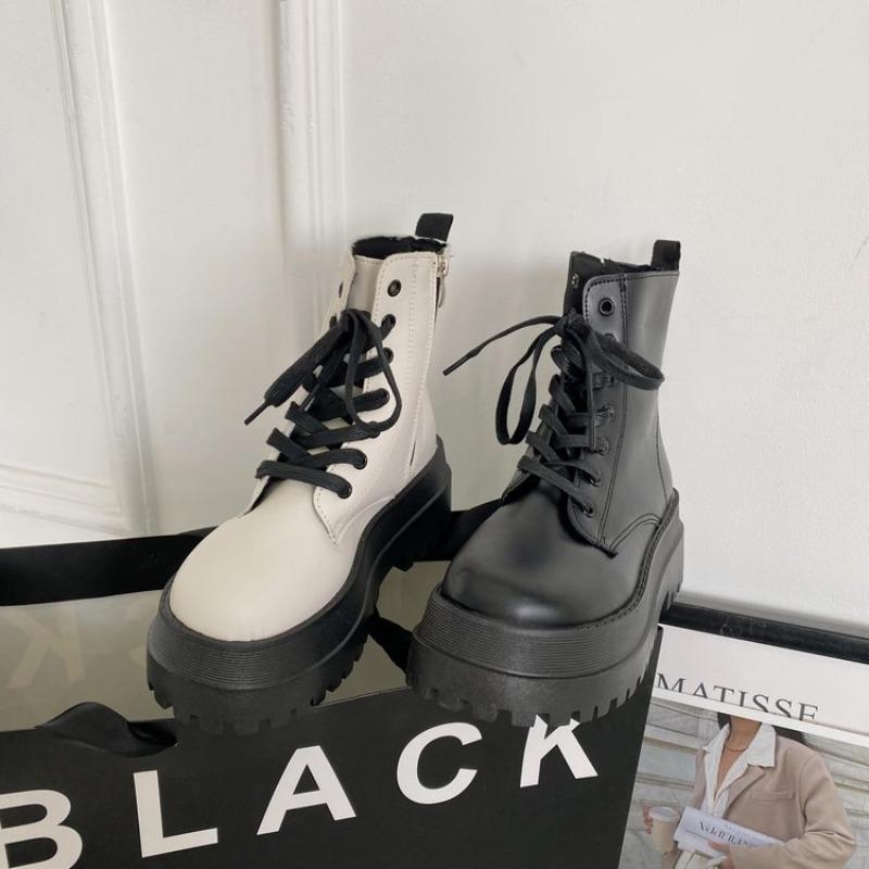 Женские ботильоны на толстой платформе с застежкой-молнией, модные женские дизайнерские мотоциклетные ботинки, повседневная женская обувь