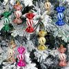 6pcsChristmas Tree Candy Hanging Ornaments Christmas Party Glitter Red Artificial Candy Pendant Home Store Window Decorations