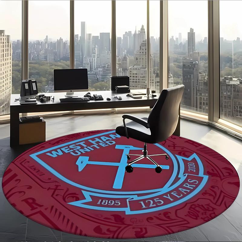 West Ham United Fc (1) Round Office Rug Decorative Floor Rug for Office Bedroom Living Room and Home Space