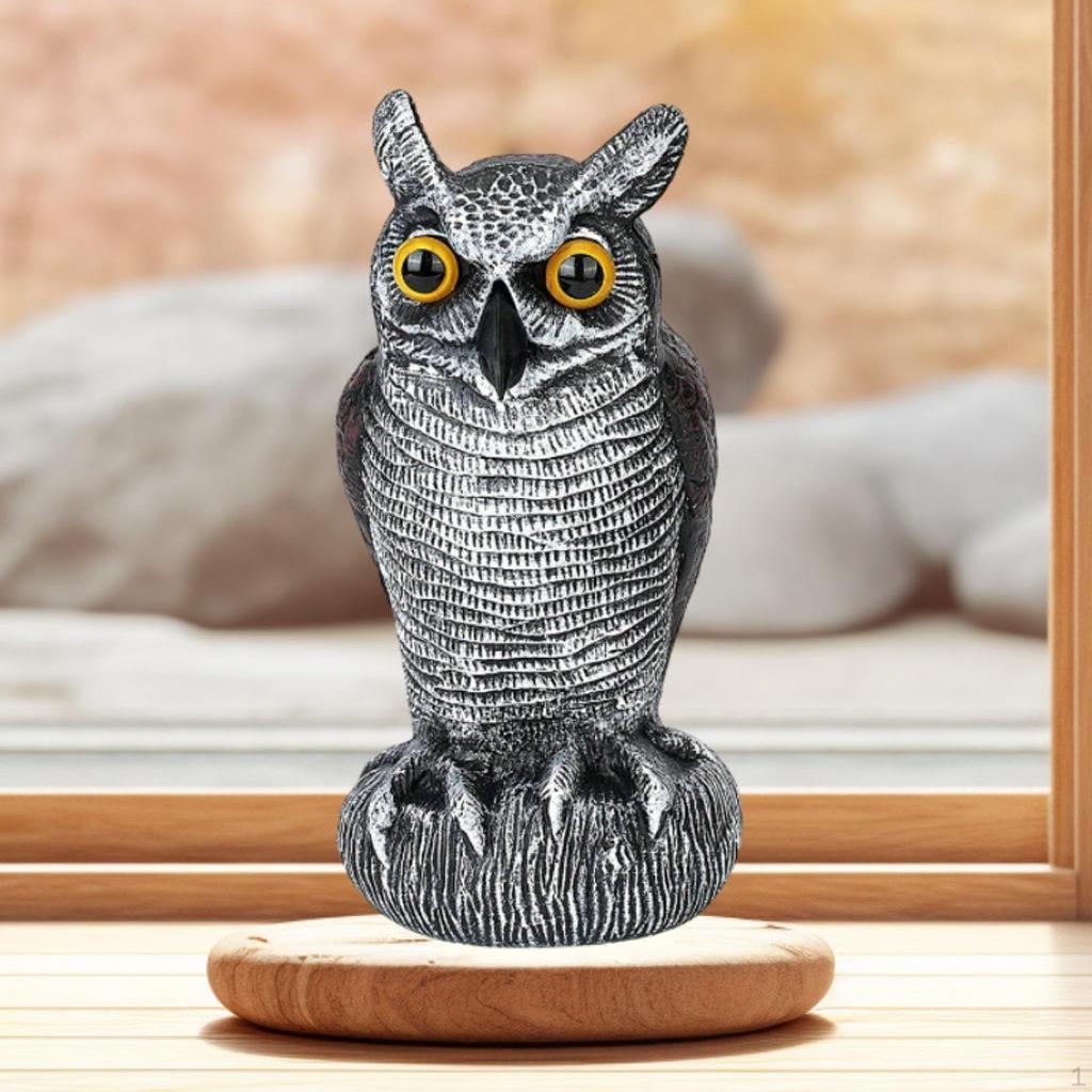Statue Owl Decoy Bird Deterrent Outdoor Collectible Figurine Sculpture for Office Patio