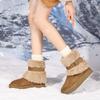 Flip Plush Cotton Boots Winter New Round Toe Sleeve Belt Buckle Platform Non-Slip Plus Size Snow Boots