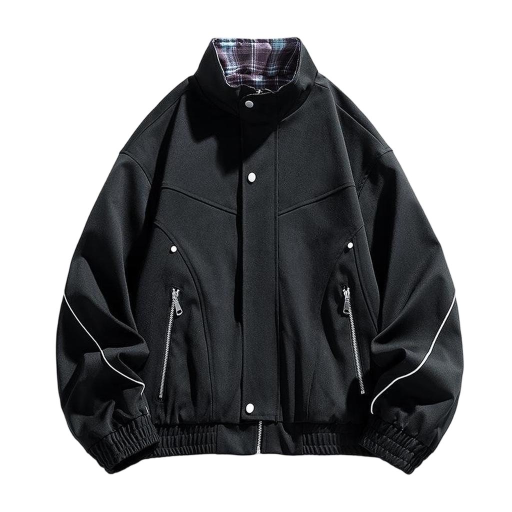 Men's Retro American Long-sleeved Stand Collar Jacket New Casual All-match Loose Jacket