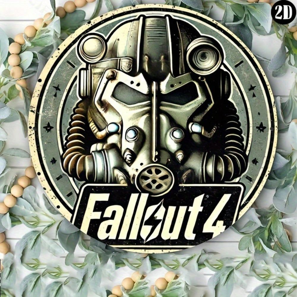 Fallout 4 Металлическая жестяная табличка Круглая 8x8 дюймов Винтажное искусство Настенный декор