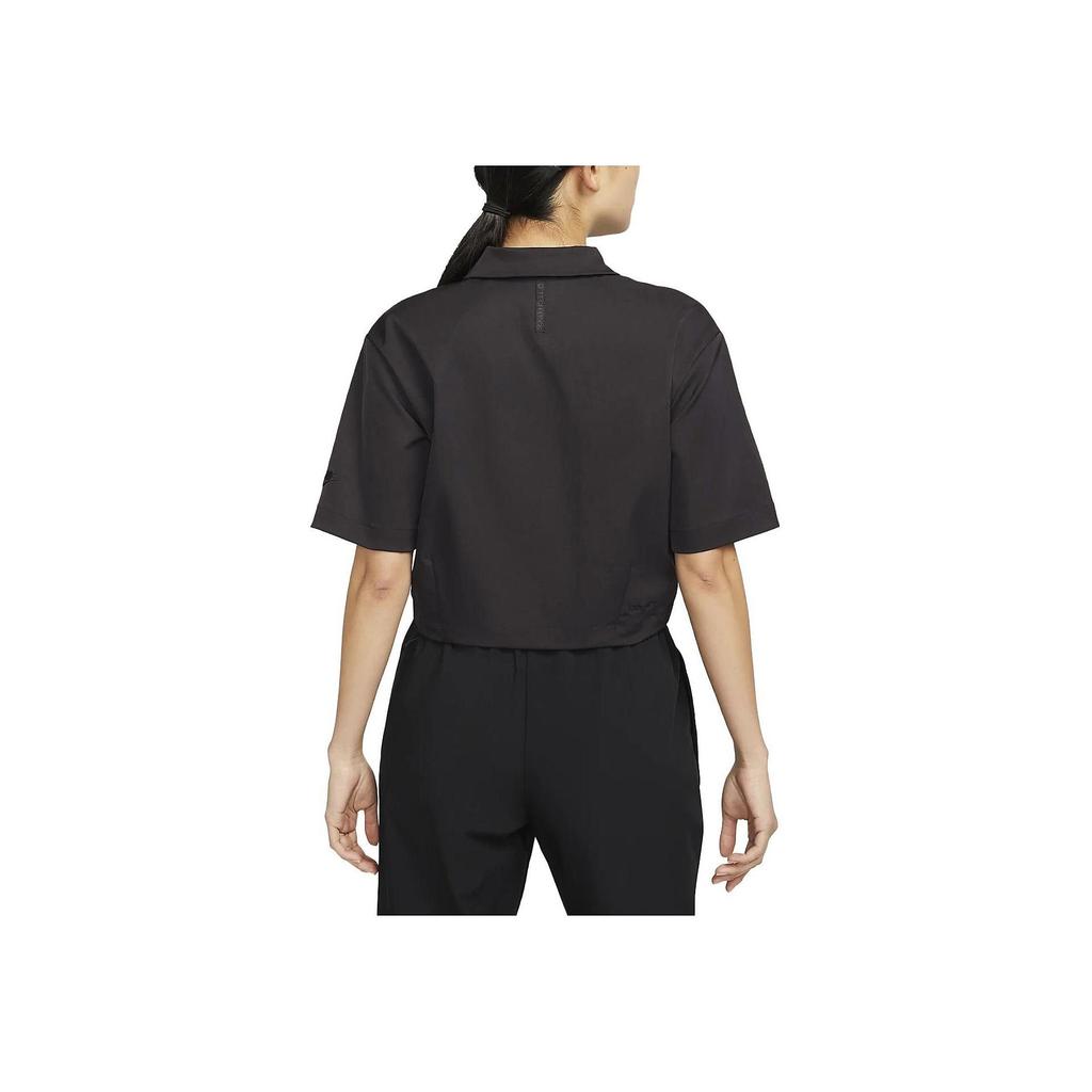 Nike Спортивная одежда Dri-FIT Tech Pack Однотонная тканая рубашка с короткими рукавами на молнии Женские топы Черный DV8241-010