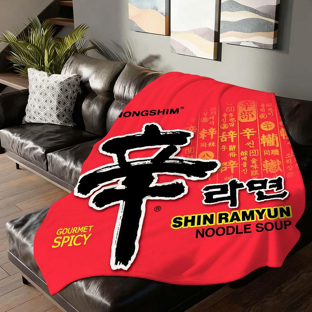 Модный плед с принтом S-Shin Ramyun Для дивана, офиса, кровати, самолета, путешествий, сна, чтения, отдыха, кемпинга. Мягкий и теплый