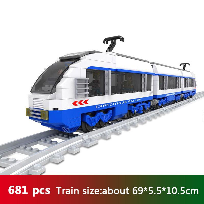 Ausini City Train Model Building Blocks Wagon Cargo Carriage Passenger Train Station Rail Tracks Locomotive Construction Toys