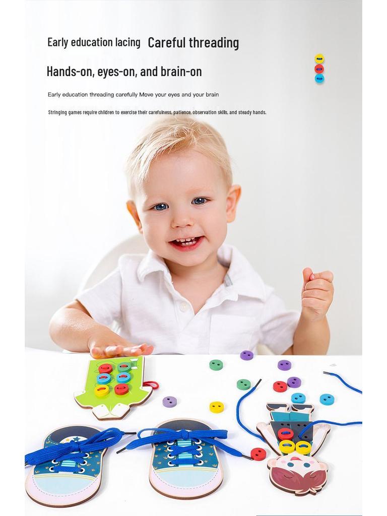 Деревянная игрушка для нанизывания пуговиц для детского сада – Развивает координацию рук и глаз и жизненные навыки