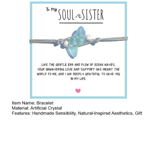 Браслет «Душа-сестра» Yousheng ручной работы, регулируемый, дизайн в океанском стиле, женский браслет с синими искусственными кристаллами