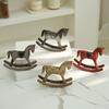 Wooden Rocking Horse Figurine Vintage Wood Carving Pony Statue Sculpture Home Office Desktop Decoration Ornament