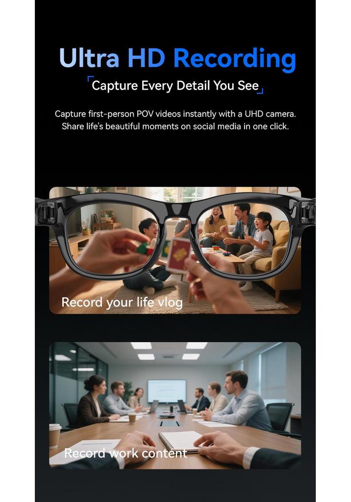 AI Smart Glasses: HD Photos, Object Recognition, Translation, Calls, Music, Bluetooth Video Now Available