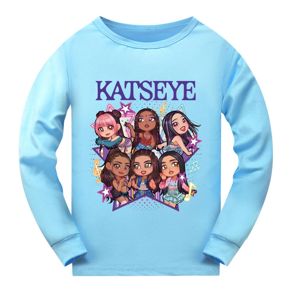 5301 Детская футболка с длинными рукавами для девочек с принтом KATSEYE для дома
