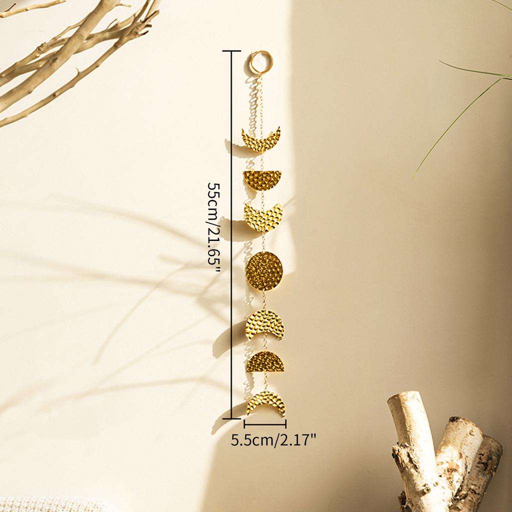 Настенный подвесной подвесной светильник с фазой луны, настенные украшения с металлической цепочкой для офиса, детской спальни, оконные настенные украшения