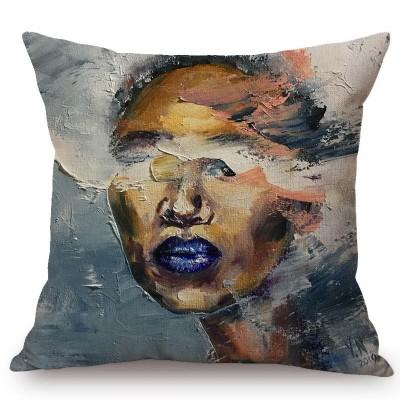 Elegant Aestheticism Black African Girl Woman Abstract Oil Painting Home Decoration Art Sofa Pillow Case Linen Car Cushion Cover