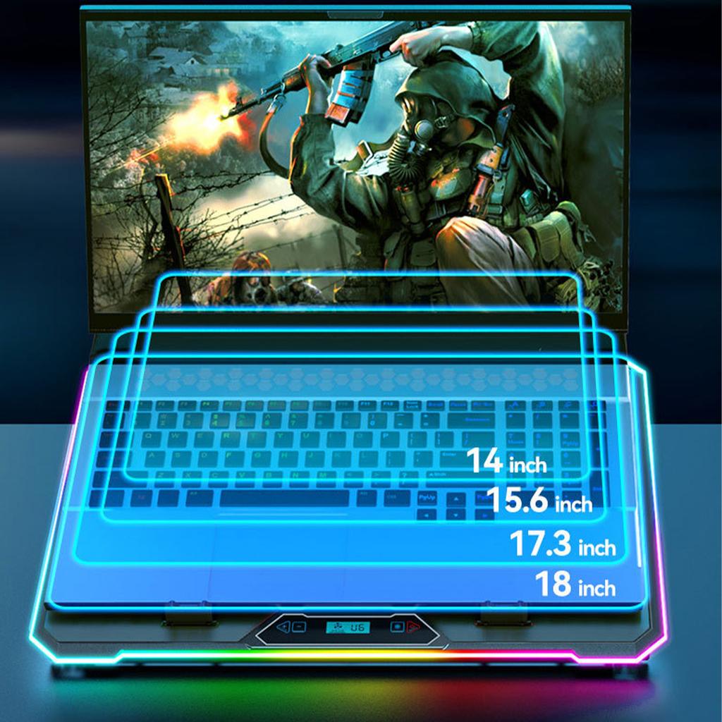 Лучший в линейке кулер для ноутбука с 14-ядерной системой охлаждения Turbo Cooling, идеально подходящий для игр, со светодиодной подсветкой RGB и эргономичным дизайном