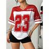 3 Color Women Los Angeles Number 24 Print V-Neck Short Sleeve T-Shirt Summer Tee Baseball Jerseys Stripe Plus Size Sport T-Shirt