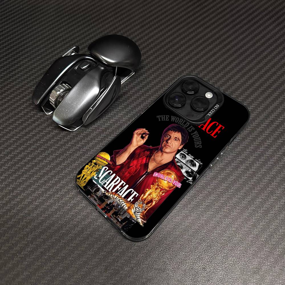 Классический S-Лицо со шрамом Тони Для iPhone 11 12 13 14 15 16 17 Pro Max Plus Цветной Черный Матовый Чехол для Телефона