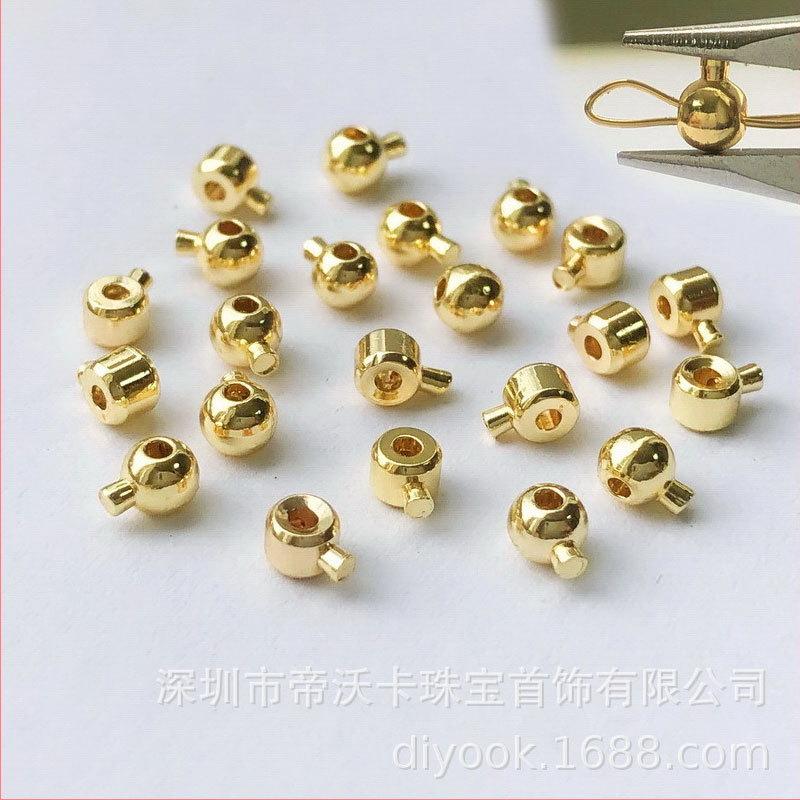14K Gold-Plated Copper Crimp Bead Covers and Snap Buckles for DIY Jewelry