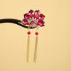 Red New Chinese Style Hair Clip Tassel Hanfu Hairpin Temperament Wooden Hair Stick  Bridal
