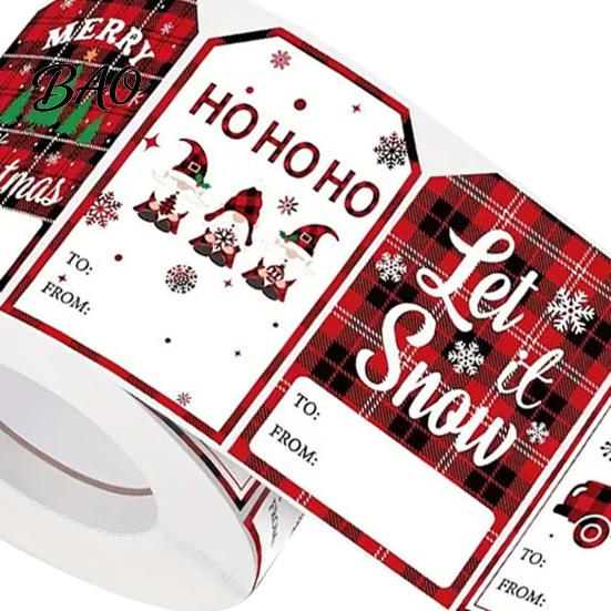 DIY Scrapbook Embellishments Christmas Thank You Stickers, Red And Black Plaid Print Decorative Labels, Handwritten Blessings Tags Festive Supplies