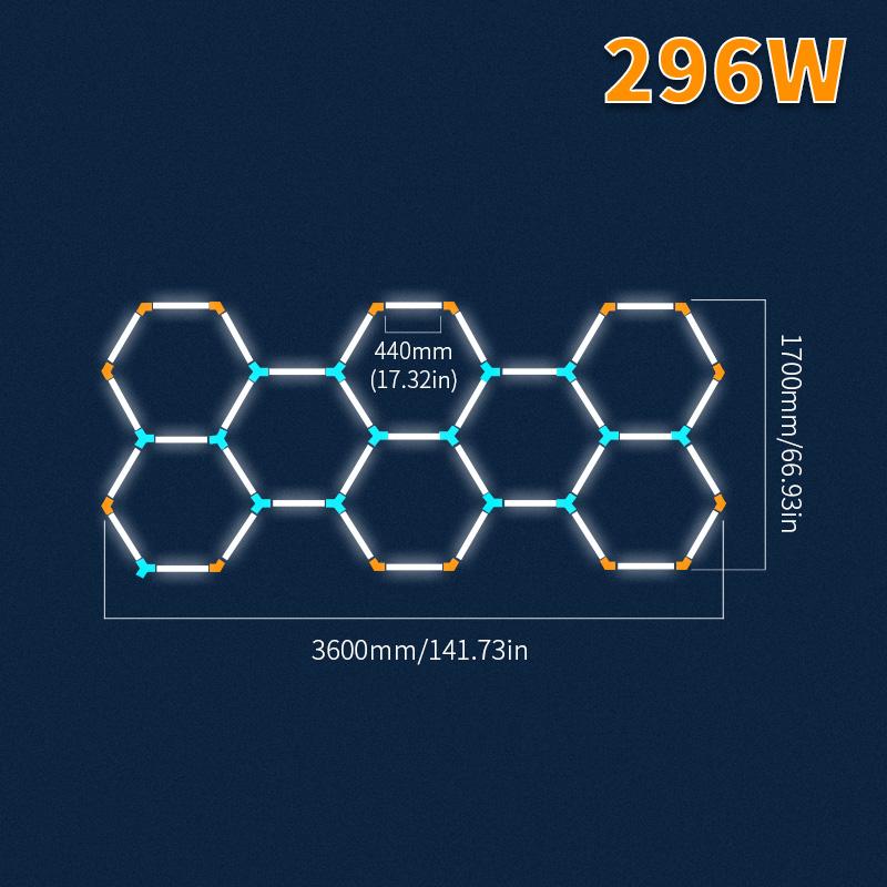 Шестиугольный светодиодный гаражный светильник с рамкой 6500K потолочный светильник для детейлинга автомобиля, гаражной мастерской, спортзала, супермаркета, парикмахерской, бесплатно