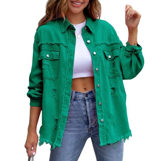 Женская куртка с рваными карманами и декором, однобортное однобортное пальто с длинными рукавами в стиле хип-хоп, уличная одежда с лацканами, свободное винтажное женское пальто на весну и осень