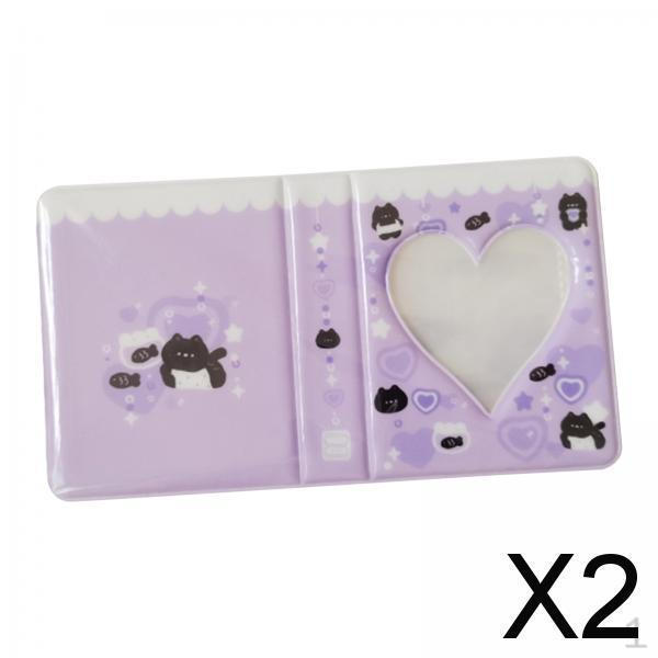 2x Mini Photo Album, Love Heart Photocard Holder Book, Sleeves 36 Pockets Idol Cards