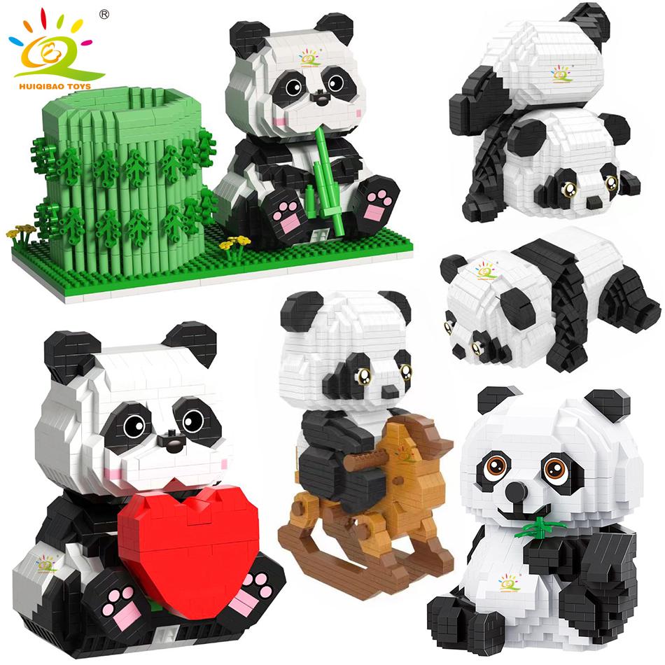 Cute Panda Micro Building Blocks 3D Diamond Small Model Animals Bricks DIY Construction Toys for Children Kids Friend