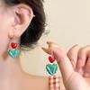 Japanese Retro Style Versatile Temperament Color Blocking Heart Shaped Earrings For Women