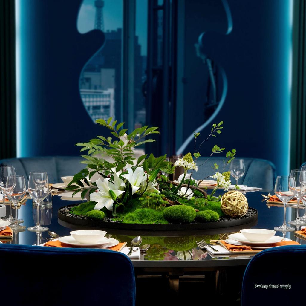 Hotel Dining Table Centerpiece: Artificial Flower Turntable Decoration for Restaurants & Private Rooms