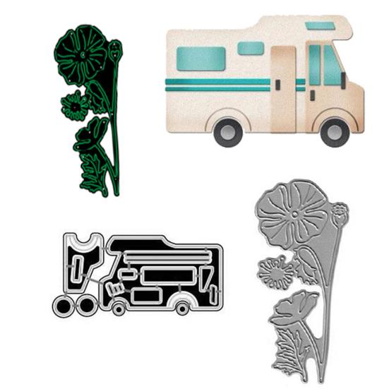 Вырубной штамп для дома на колесах, скрапбукинг, тиснение, альбом, карточка, трафарет