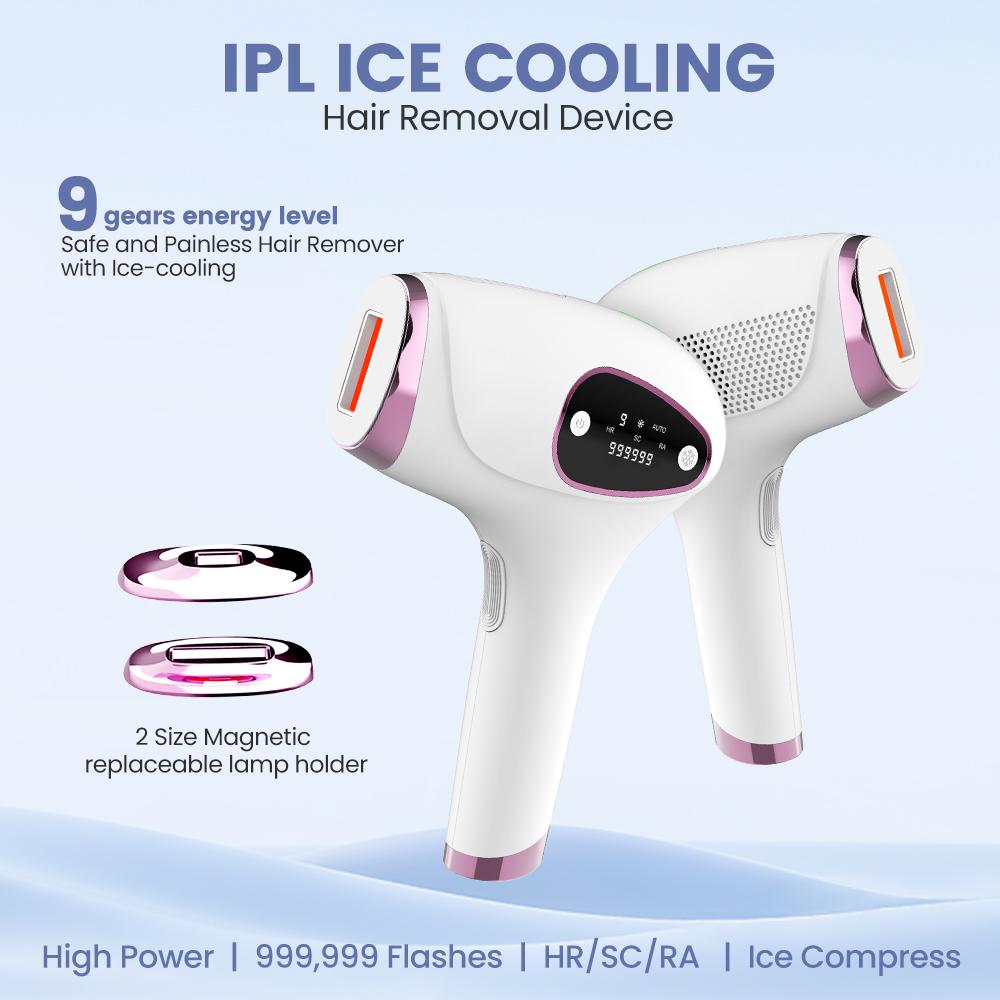 High Power Ice Cooling Best Laser Epilator Handheld Ipl Laser Hair Removal Removing Hair Painless At-home 3 in 1