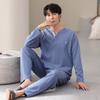 Pajamas Men'S Autumn Thin Cotton Long Sleeve Spring And Autumn Simple Wear Loungewear Suit