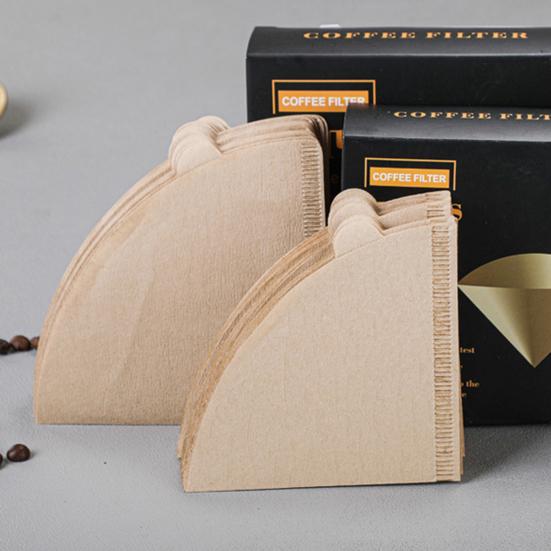 100 шт. одноразовые кофейные фильтры-конусы, неотбеленные натуральные фильтры, бумажные, гладкие кофейные аксессуары для кофемашины с функцией капельного заваривания, френч-пресса