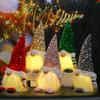 Light-Up Christmas Gnome Decoration Handmade Sequin Hat Faceless Dwarf Doll with Light Glowing Plush Elf Ornament Holiday Party Gift
