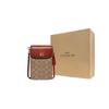 New COACH Canvas With Calfskin Cell Phone Pouch, Shoulder Bag, Crossbody Bag Mini Women's Brown & Dark Rosewood CJ355-B4NQ4