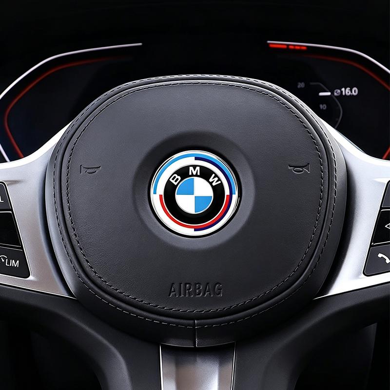 BBKI7 Auto Steering Wheel Center Aluminum Alloy Badge Logo Sticker For BMW M Emblem E46 E36 E34 F10 E90 F30 E60 F30 E53 E30 E92 E87