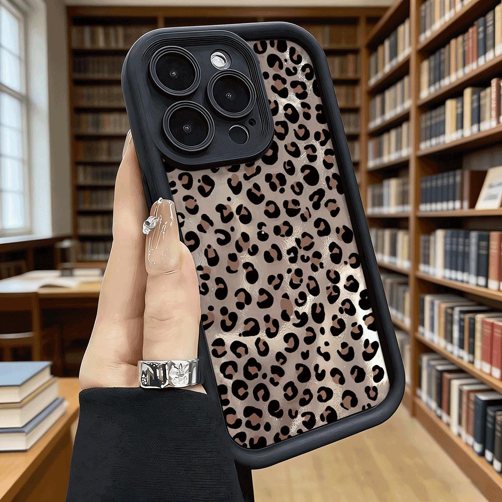 Светло-коричневый чехол для телефона с принтом леопарда, мягкий ТПУ, для iPhone 17 16 15 14 13 12 11 Pro Max Plus, ударопрочный, противоскользящий
