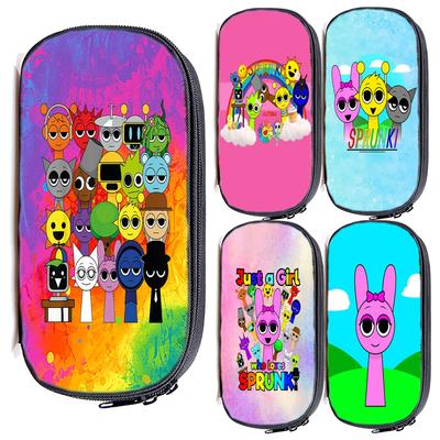 Сумка для хранения ручек Sprunki Incredibox Пенал для детей Многофункциональные косметические принадлежности для учебы Простые канцелярские принадлежности для мальчиков и девочек