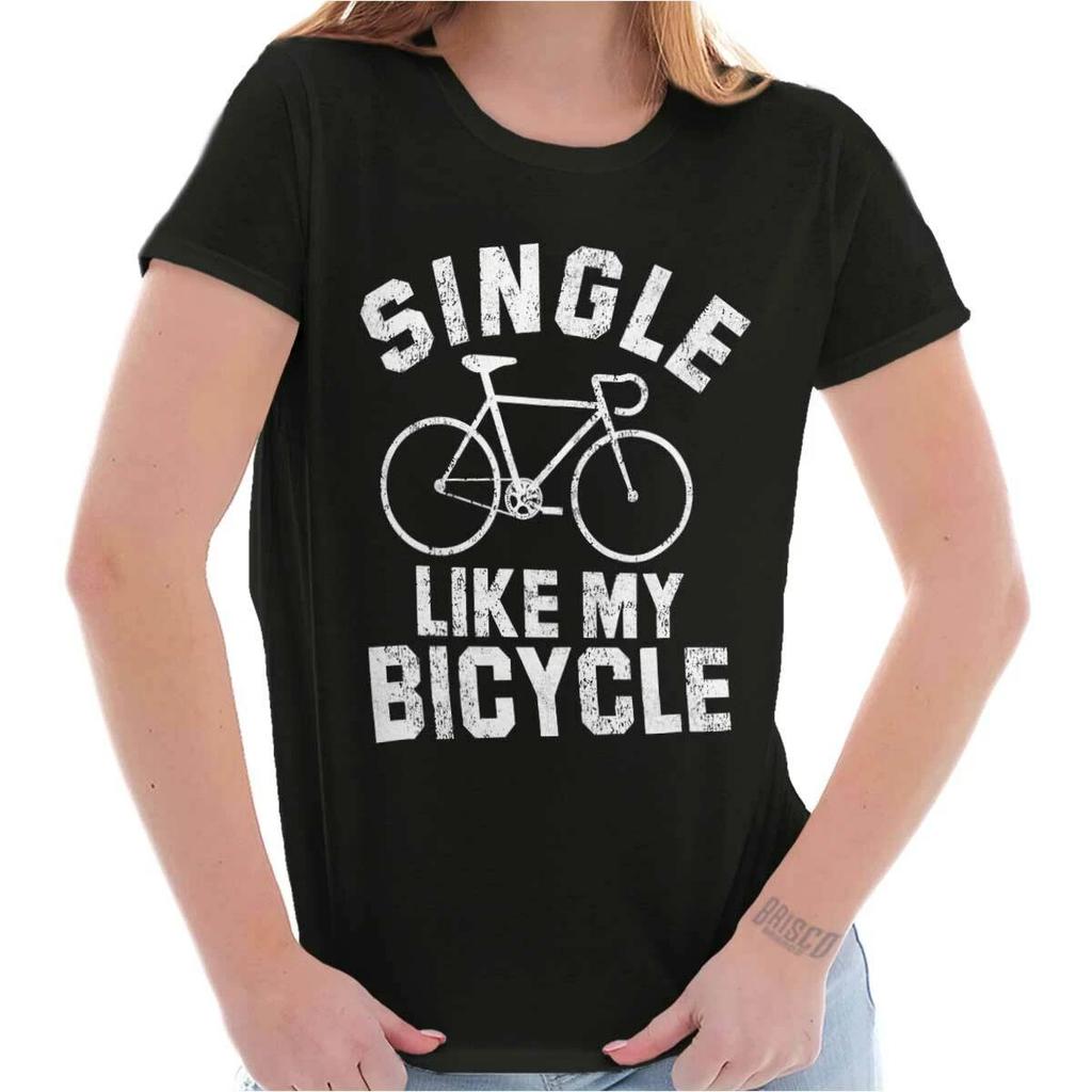 Single Like My Bicycle Funny Bike Sayings Womens Top Junior Graphic Tee