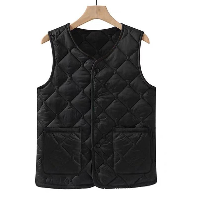 Autumn and Winter Women's Vest Liner, Light Feather Velvet Down Cotton Vest Thermal Vest, Slim-fitting Short Collar Vest