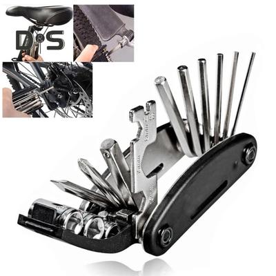 Наборы для ремонта велосипеда 16 в 1, многофункциональный велосипедный инструмент с лопатками для шин, шестигранным ключом для спиц, складной многофункциональный набор аксессуаров для шоссейного горного велосипеда