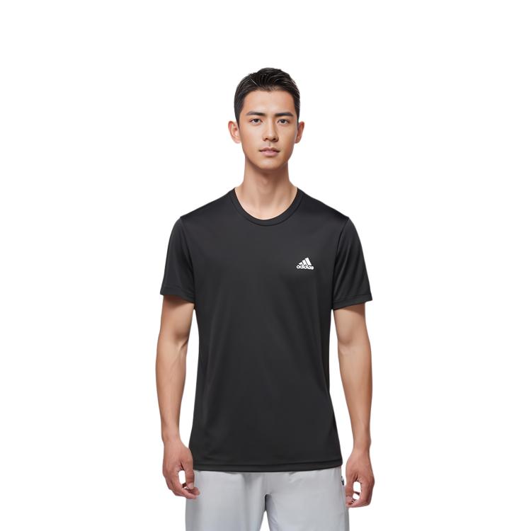 adidas Футболки мужские черные с круглым вырезом умеренного прямого кроя AZ4076