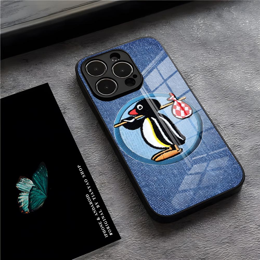 Чехол для телефона P-Pingu Пингвин для iPhone 17 Pro Max 15 Pro 16 14 Plus 12 13 Mini 11 Pro Ударопрочная стеклянная крышка