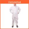 Singleuse Protective Suit With Blue Tape And Nonwoven Material For Dust And Chemical Isolation In Work Environments