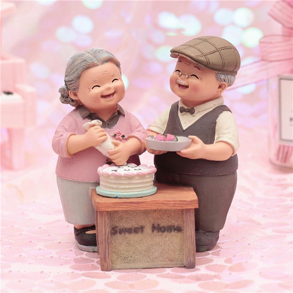 5in Grandpa Grandma Cake Making Statue Wedding Anniversary Gift Ornament