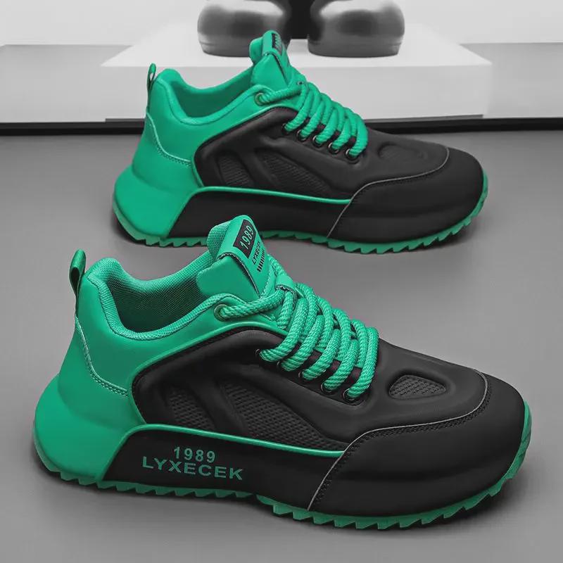 2024 Мужская модная сетчатая кожаная повседневная спортивная обувь, увеличивающая рост