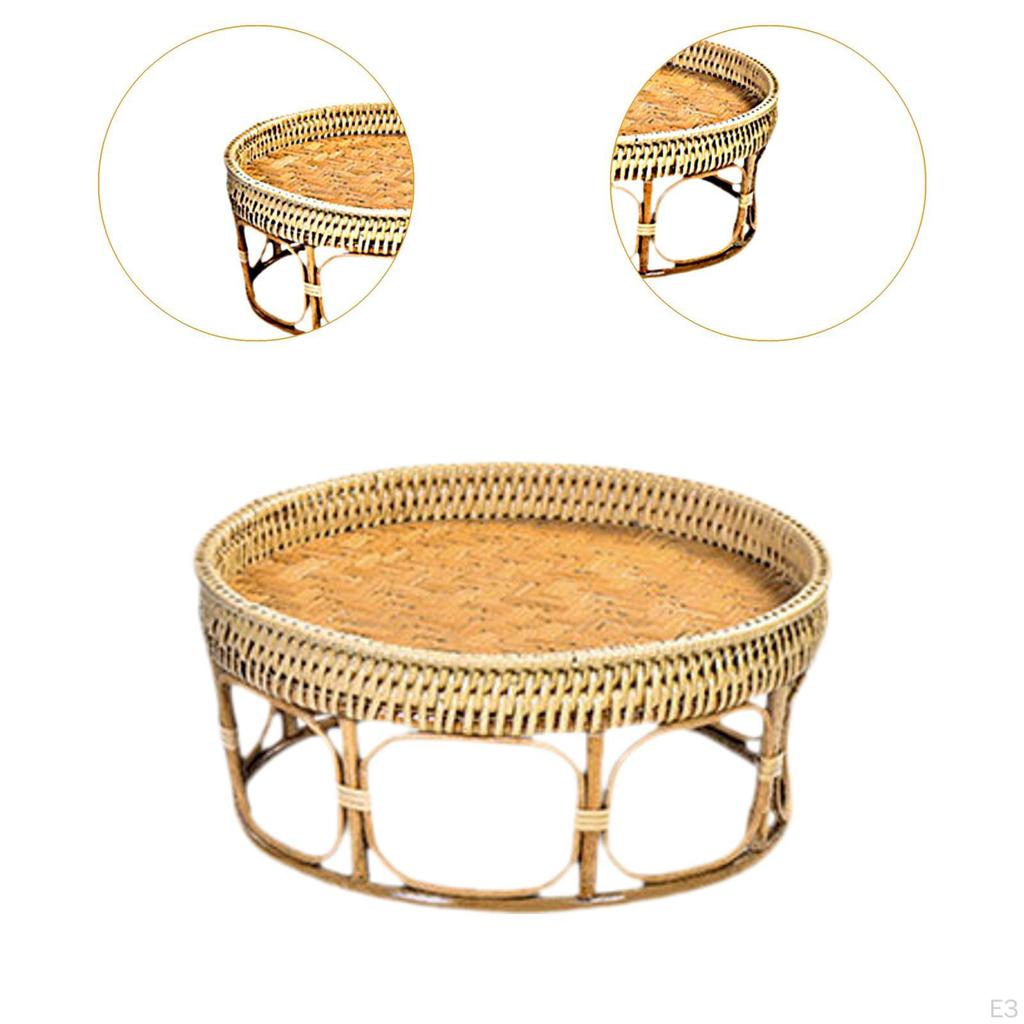 Эркерный ротанговый приставной столик журнальный современный орнамент ретро стиль маленький чайный низкий